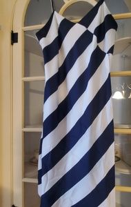 Banana Republic Women's Faux Wrap Blue White Strip